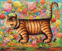 Orville Bulman Painting, Tiger & Flowers - Sold for $20,480 on 05-20-2023 (Lot 733).jpg